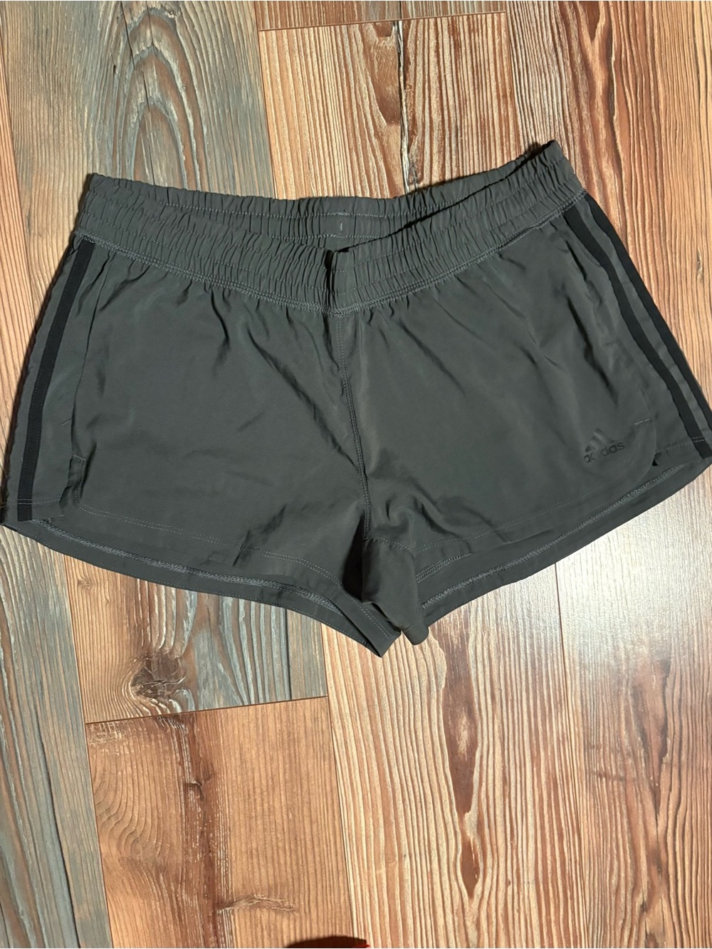 Adidas Grey & Black Women's Athletic Shorts with Side Stripes
